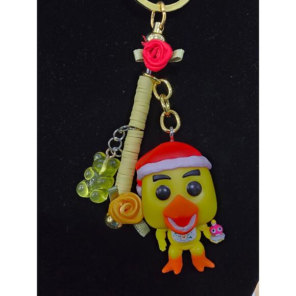 Handmade Yellow Chick Keychain Bag Charm Reworked Vinyl Figure One of a Kind - Picture 11 of 11